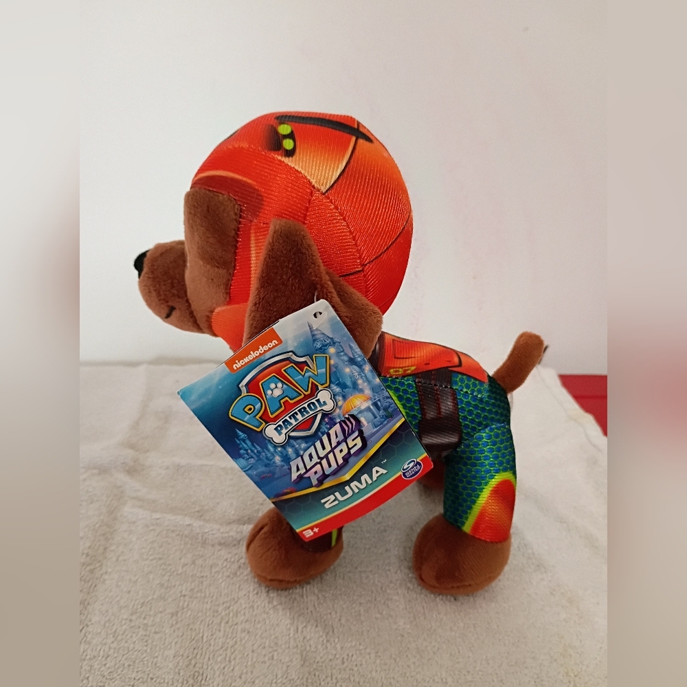 Nickelodeon Paw Patrol Aqua Pup Zuma Brown and Red Stuffed Dog - Picture 2 of 7